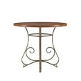 thumbnail image 3 of Roselyn 42" Round Counter Height Pub Table, Brushed Faux Medium Cherry Wood with "Matte Pewter and Bronze" Metal, 3 of 8