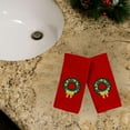 thumbnail image 5 of Serafina Home Luxury Christmas Towel Set: Cotton Terry Fingertip Towels, Traditional Green Wreath Gold Bow Design, Set of 2 (11" x 18" Inch), 5 of 9