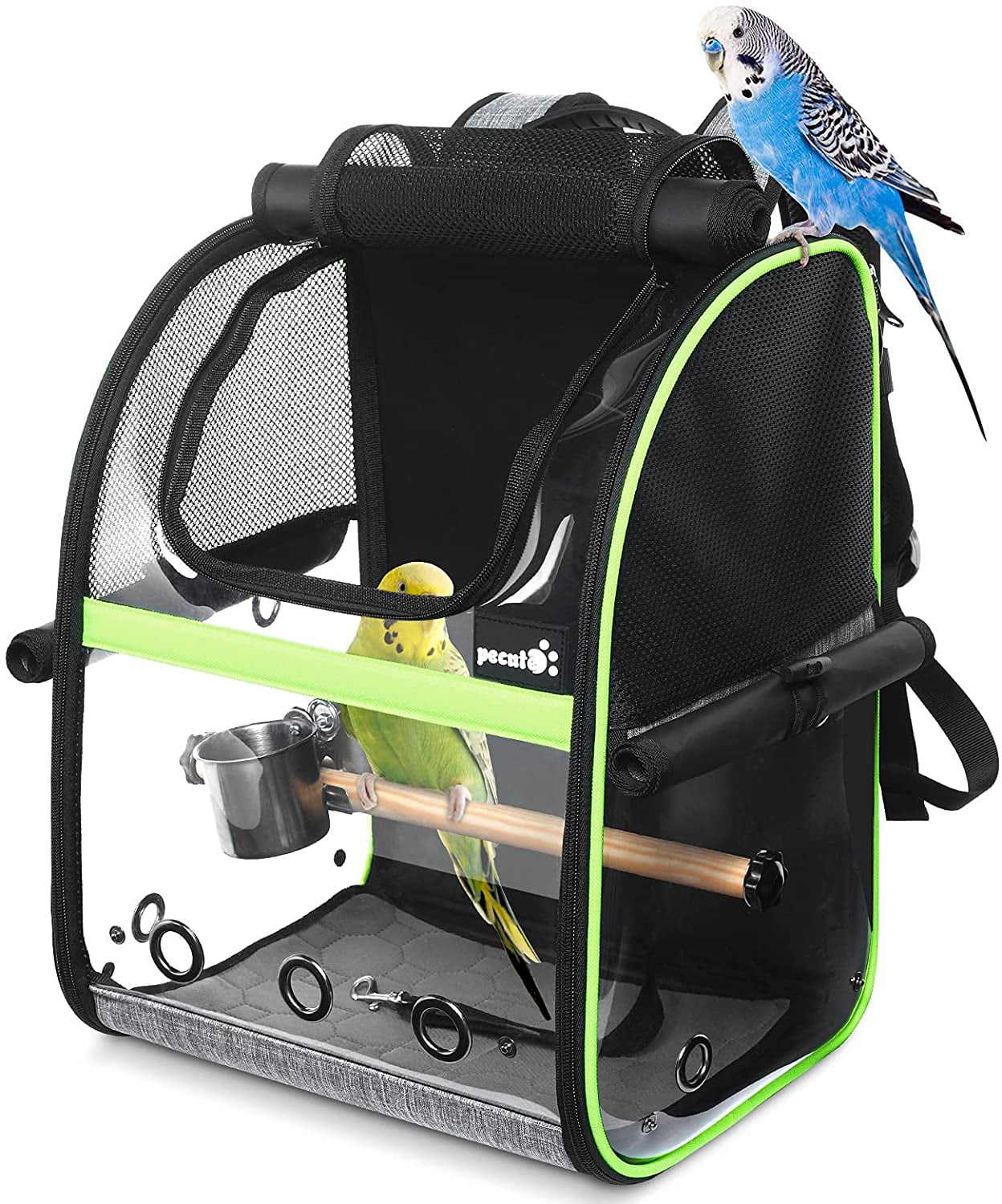 Bird Carrier with Perch and Feeding Cups,Portable Bird Travel Cage Lightweight Breathable,Bird Backpack for Parrot 