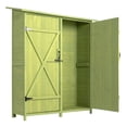 thumbnail image 4 of Outdoor Storage Cabinet with 3 Shelves, Double Lockable Fir Wood Garden Shed with Waterproof Roof, Vertical Tall Tool Shed for Yard Patio Lawn Green, 4 of 12