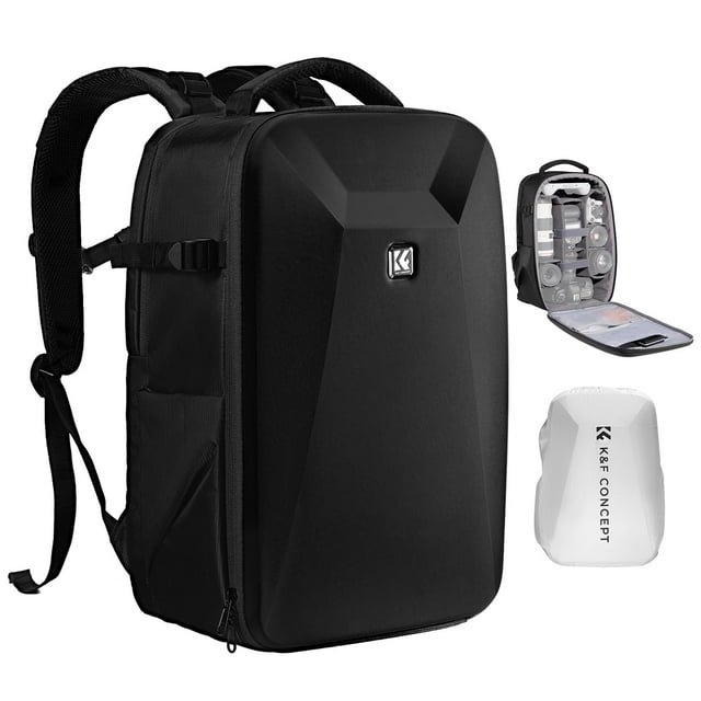 K&F CONCEPT Camera Backpack,Hardshell Photography DSLR Camera Bag with 15-15.6 Inch Laptop Compartment Waterproof Hard Shell Camera Case Compatible w
