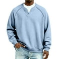 thumbnail image 2 of Lumtrix Men's V Neck Sweatshirt Casual Long Sleeve Waffle Sweatshirts Fashion Pullover Shirts Light Blue L, 2 of 7