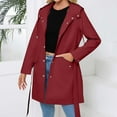 thumbnail image 5 of Outdoor Women's Lightweight Water Proof Hooded Softshell Rain Jacket,Windbreaker Long Coat with Belt Oversized Pullover Sweater S-140 Wine XXL, 5 of 6