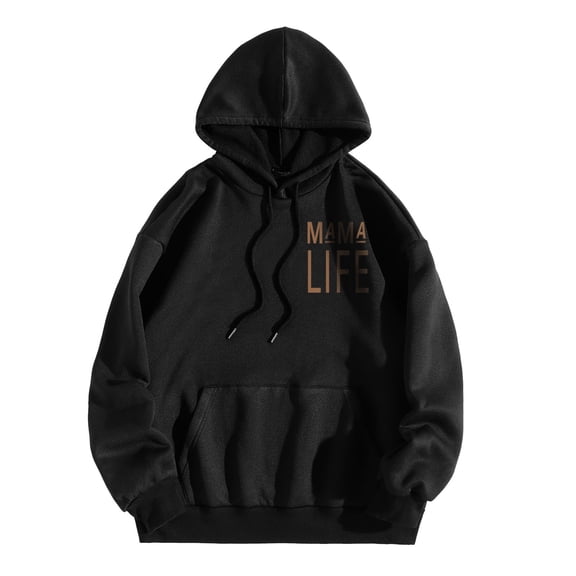 Women Varsity Letter Graphic Hoodie Crewneck Long Sleeve Slouchy Pullover Hooded Sweatshirt Fall Wear