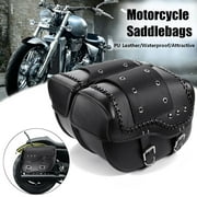 2 Pack Motorcycle Saddlebags PU Leather Side Tool Bag Luggage Saddlebags Storage Waterproof Black
