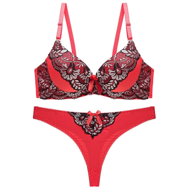 Conjunto de sujetador de tanga grande de encaje sexy y seductor personalizado para mujer