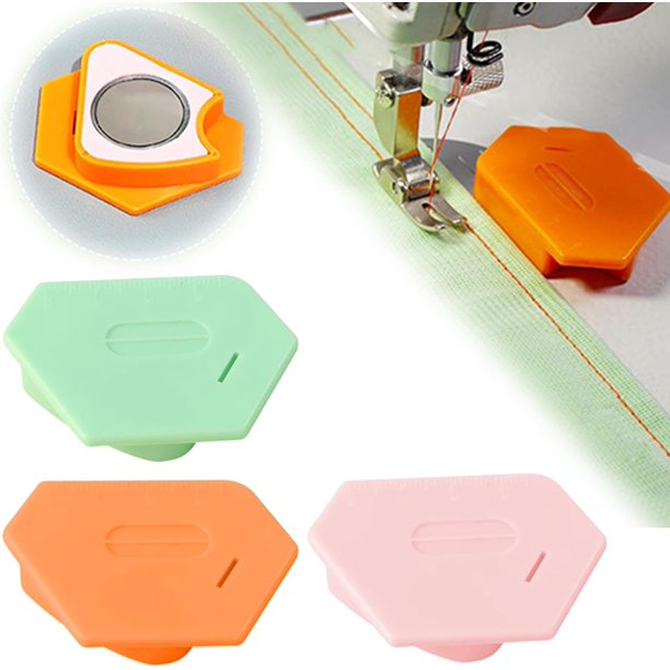 Guía de costura magnética para máquina de coser, guía de costura multifuncional poligonal, guía de dobladillo con escala, accesorios universales para máquina de coser, pie guía de costura (3 piezas)