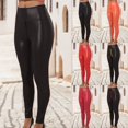 thumbnail image 4 of Jxximdong Leggings for Women Women's Yoga Pants Leather Solid Color Open Zipper Yoga Sports High Waist Slim Fit Pants Red L Yoga Pants, 4 of 9