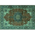 thumbnail image 1 of Ahgly Company Machine Washable Indoor Rectangle Medallion Turquoise Blue Traditional Area Rugs, 2' x 3', 1 of 4