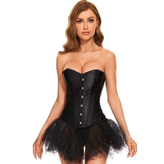 JASGOOD Corsets for Women Black Corset Fashion Bustier Corset Top Lingerie