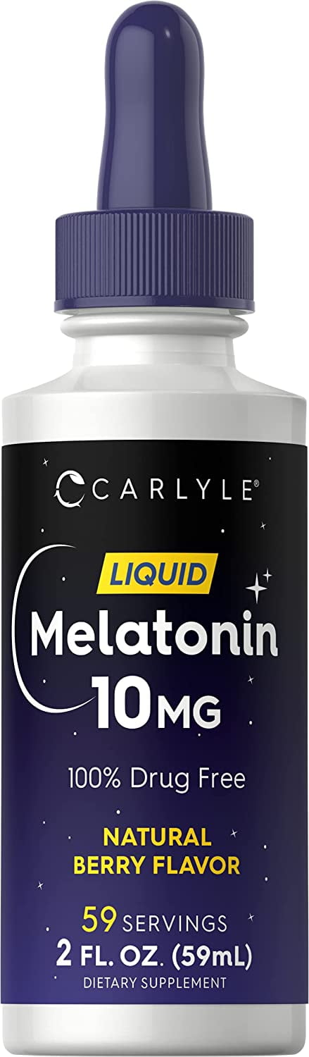 Carlyle Melatonin 10mg | 2 fl oz Liquid Drops | Natural Berry Flavor | For Adults | Non-GMO, Vegetarian Supplement