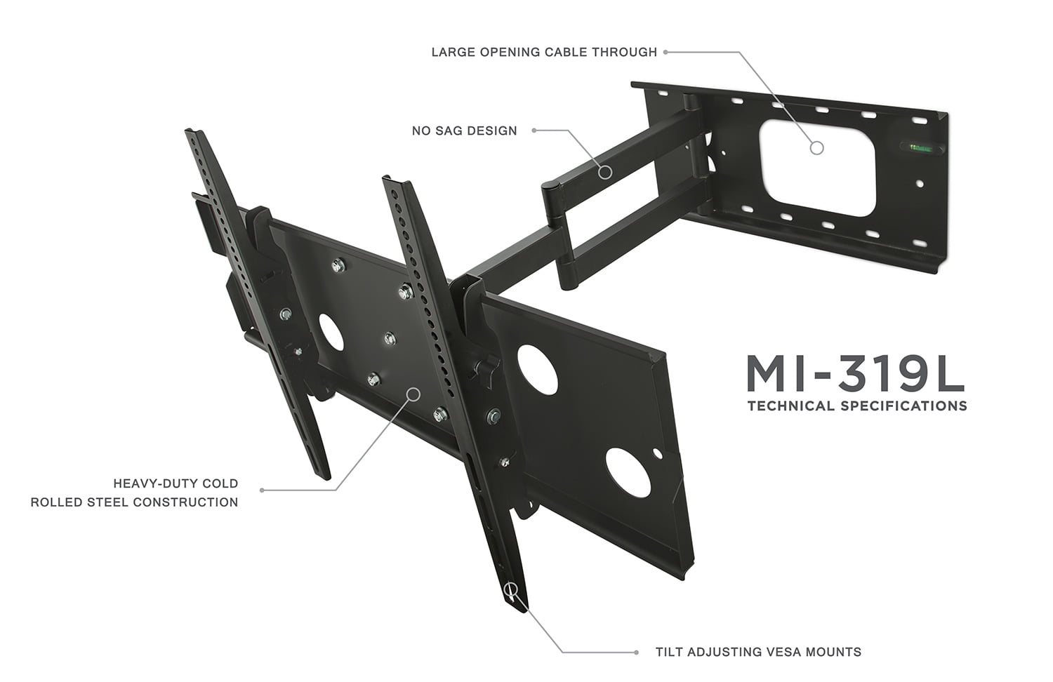 Mount-It! Full Motion Tv Wall Mount, Long Extension, Fits 55" to Max 70" Tv, Holds up to s220 lbs. Capacity