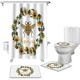 thumbnail image 2 of FMSHPON Bee 4 Piece Bathroom Set Shower Curtain Bath Rug Contour Mat and Toilet Lid Cover, 2 of 7