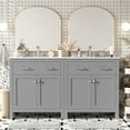 thumbnail image 2 of 30 Inch Bathroom Vanity Set of 2 with Ceramic Sinks, Modern Bathroom Storage Cabinets Each with 2 Doors and a Shelf, Solid Wood Frame Bathroom Vanities, Gray, 2 of 8