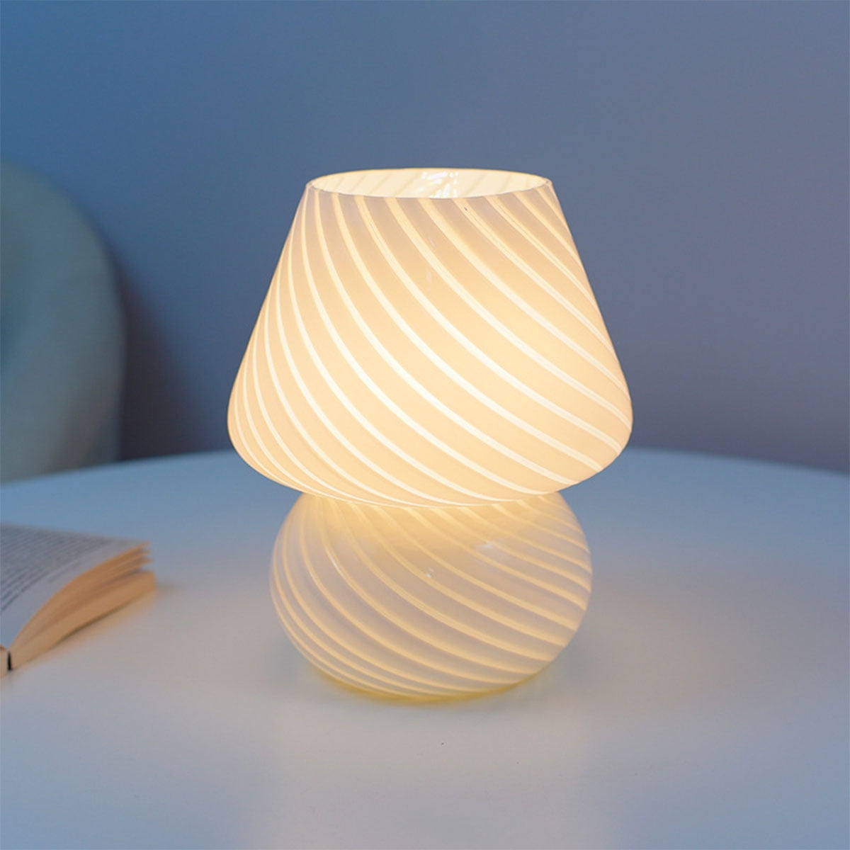Mini LED Mushroom Head Press Down Touch Night Bed Desk Lamp Light 