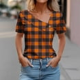 thumbnail image 1 of Fiudx Ofertas Flash Artículos En Oferta Camisa de Manga Corta para Mujer con Camiseta Informal con Botones Estampados a Cuadros, 1 of 4