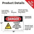 thumbnail image 2 of Electrical Hazard Low Voltage OSHA Danger Rigid Plastic Sign 18 Inch x 12 Inch - 10 Pack, 2 of 8