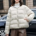 thumbnail image 4 of Lovzfmll Veste de Mode pour Femme, Col Rond Enveloppant Légère Courte Ample Style Beige, m, 4 of 5