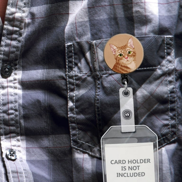 cat Grey Cat retractable Badge reel, ID badge holder, ID card