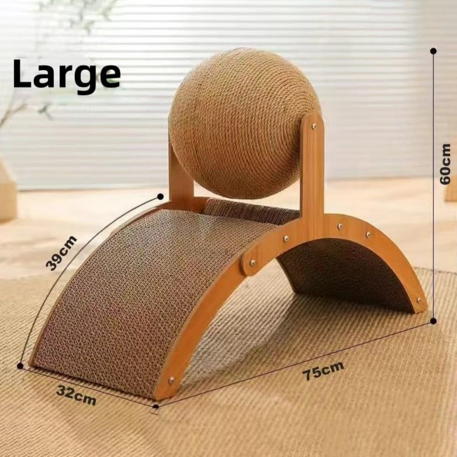 Cat Scratching Ball on Stand, Solid Wood Slanted Cat Scratching Board Design, with 360° Rotating Natural Sisal Ball, 2-in-1 Interactive Cat Scratcher Toy, for Indoor Cat Kittens