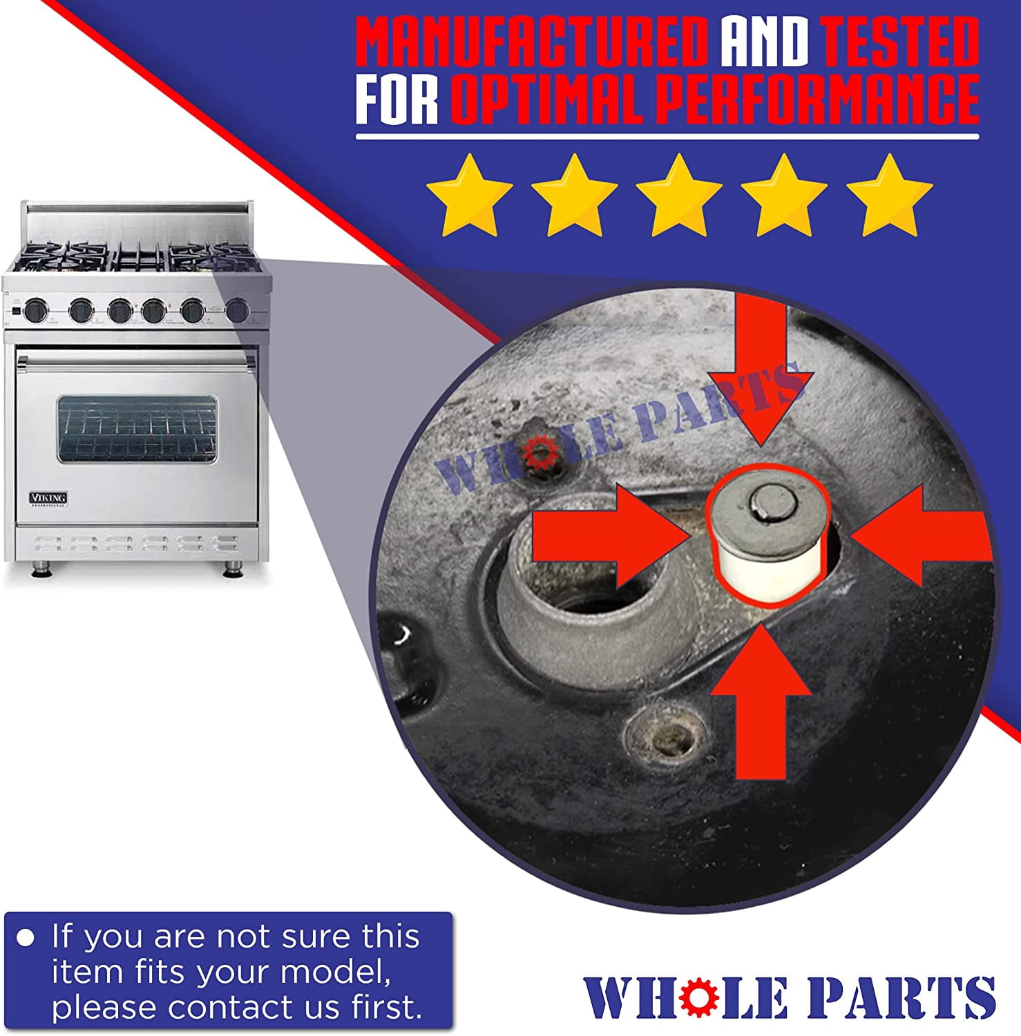 Whole Parts Range Surface Burner Igniter Part# 76482-001 - Replacement & Compatible With Some Dacor Ranges