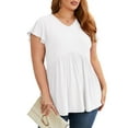 thumbnail image 5 of Cueply Plus Size Summer Tops for Women Short Sleeve V Neck Casual Blouse Shirts Tunic Tops, 5 of 5