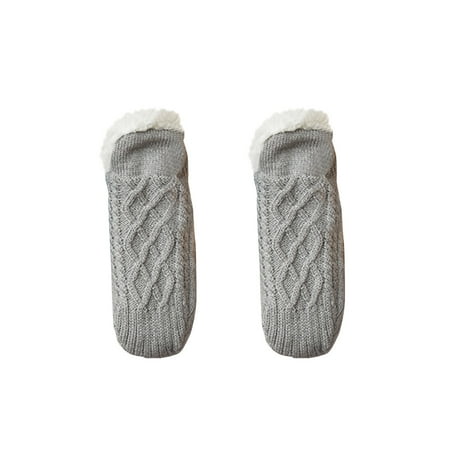 

QIIBURR Warm Mens Socks New Woven And Velvet Indoor Socks And Slippers Thicken Warm Home Bedroom Socks Slippers Mens Non-slip Foot Warm Snow Socks Men S Warm Socks