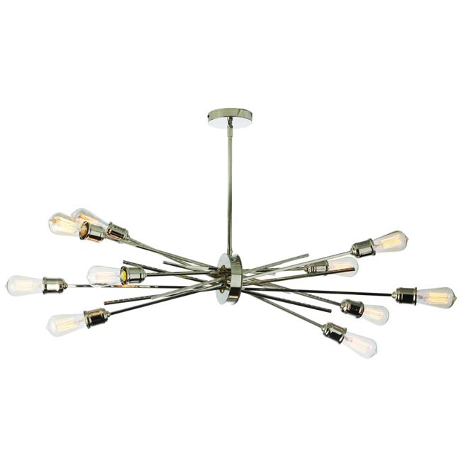 Pendentif Horizontal 10 Lumières, Chrome Bruni
