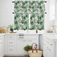 thumbnail image 3 of Summer Tropical Plant Kitchen Curtains Valances and Tiers Set of 3 Watercolor Turtle-backed Leaves Tier Curtains and Valance with Rod Pocket for Small Windows, 27.5"x24", 3 of 9