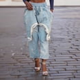 thumbnail image 2 of WILLBEST Jeans Mujer Pantalones Vaqueros Desgastados y Rotos para Mujer, de Cintura Alta, Holgados, de Mezclilla Lavada, Informales, Cómodos, para Uso Diario. Mediana, 2 of 6