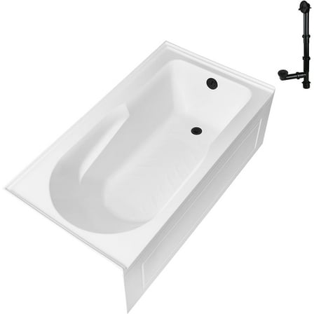 Streamline GA-309-20-BL 60 in. x 32 in. Acrylic Right-Hand Drain Alcove Bathtub in Glossy White With External Drain in Matte Black