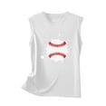 thumbnail image 4 of Tank Tops for Women Plus Size Baseball Print Sleeveless Round Neck Summer Casual Top White XL, 4 of 4