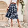 thumbnail image 2 of WTOBBY Women's Casual High Waist A-Line Skirt with Floral Print and Pockets, Polka Dot Stripe Design Skirt for Bohemian Style, Elastic Waist for Comfort,Blue 2XL, 2 of 5