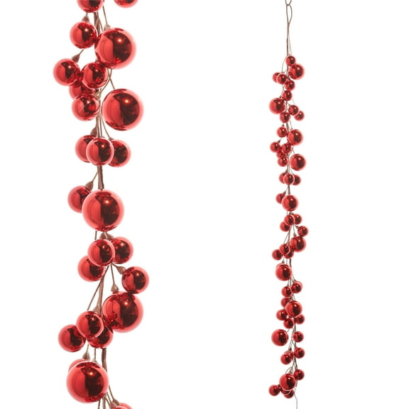 RAZ Imports 4' Red Small Ball Ornament Shatterproof Christmas Garland