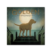 Trademark Fine Art 'Moonrise Yellow Dog Golden Pond' Canvas Art by Ryan Fowler