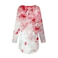 thumbnail image 5 of TFEOQRY Women's Floral Print Crew Neck Top Long Sleeve Pullover Casual Loose Fall Fashion Shirt Hot Pink, 5 of 5