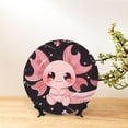 thumbnail image 6 of Wukai Chibi Axolotl Sakura Fantasy Print Decorative Plate for Display,Bone China Decorative Plate, Ceramic Dinner Plate with Stand, Vertical Ceramic Plate-6in, 6 of 6