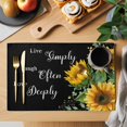thumbnail image 2 of Sunflower Placemats Set of 4, Live Simply Laugh Often Love Deeply Black Non-Slip Place Mats Washable Table Mats for Kitchen Dining Table Decorations Indoor/Outdoor, 2 of 9