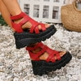 thumbnail image 4 of Platform Sandals for Women 2025 Punk Fashion Leather Roman Gladiator Chunky Wedge High Heels Summer Shoes, 4 of 7