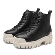 CMR CHAMARIPA Elevator Shoes For Women - Black Leather Height Increasing Boots 8CM / 3.15 Inches