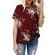 thumbnail image 2 of Minnieouse Camiseta de mujer Camiseta estampada de manga corta con cuello Blusa informal Prendas para la parte del cuerpo Vino rojo S, 2 of 5