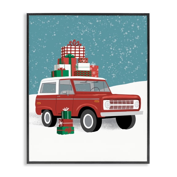 Stupell Industries Red SUV Christmas Time Black Framed Giclee Art design by Jilly Jack Designs, 14 x 11