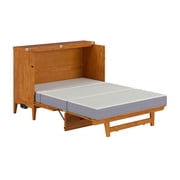 AFI Santa Fe Full Wood Murphy Bed Chest with 6 Mattress and Charger, Light Toffee