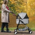 thumbnail image 6 of HomGarden 4 Wheels 3-in-1 Foldable Pet Dog Stroller W/Detachable Carrier for Small Dog Cat Max.44 lbs, Gray, 6 of 11