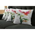 thumbnail image 5 of Ambesonne Garden Throw Pillow Cover 4 Pack, Flowering Poppy, 20", Red Green White, 5 of 5