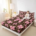 thumbnail image 4 of jejeloiu Pink Bow Tie Queen Sheet Sets,Chic Leopard Print Bed Set For Girls 4 Pieces, 4 of 7