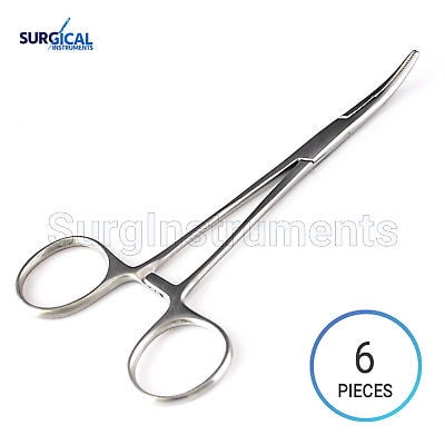 6 Kelly Hemostat Forceps 5.50" Curved O.R. Grade Surgical Dental Instruments