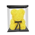 thumbnail image 2 of Oso de rosas con caja, adorable oso de flores preservadas, regalo artificial para bodas y fiestas. Amarillo, 2 of 9