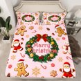 thumbnail image 2 of Homewish Boys Girls Gingerbread Man Santa Claus 4 Pieces Queen Sheet Sets,Happy Xmas Ultra Soft Flat Sheet,Merry Christmas Queen Fitted Sheet,Ultra Soft Home Decor, 2 of 7