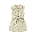 thumbnail image 2 of EYIIYE Barboteuse pour Tout-Petites Filles avec Ceinture à Rayures Sans Manches Col Combinaison, 2 of 7